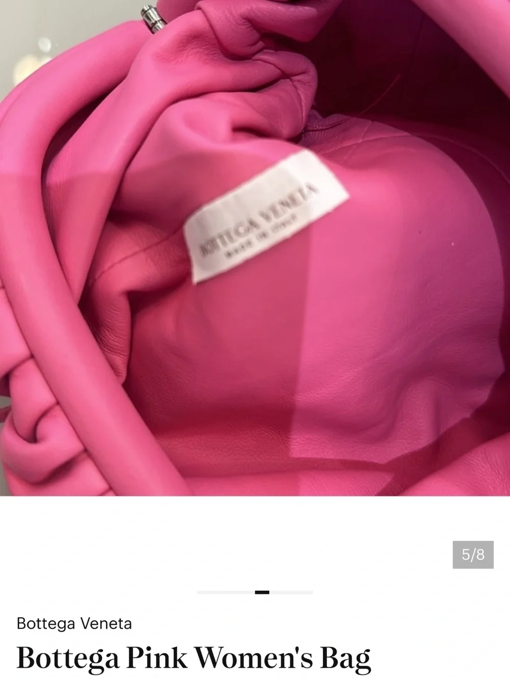 Bottega Venetts Pink Gathered Leather Clutch Bag with adjustable leather strap